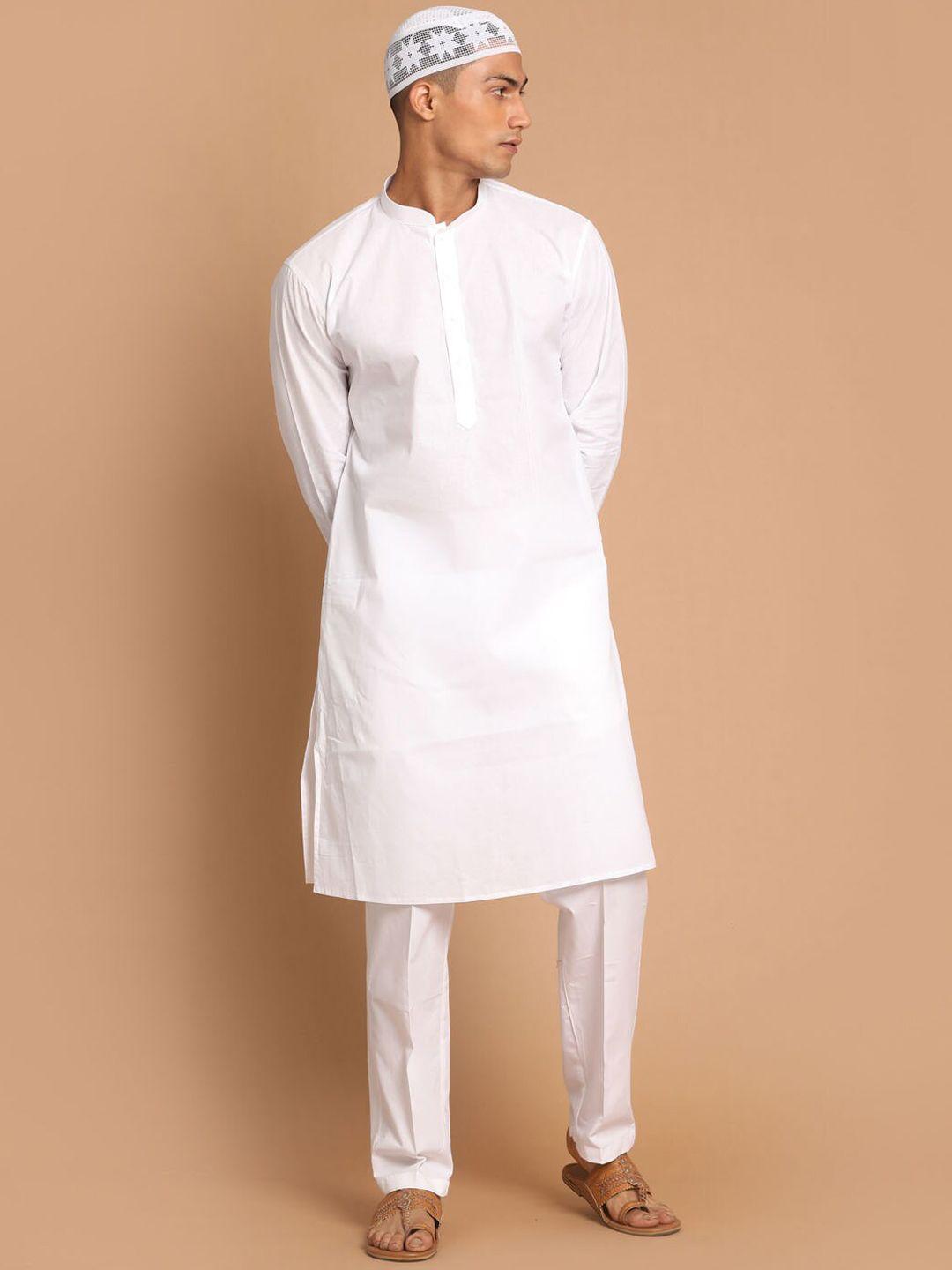 vm mandarin collar kurta with pyjamas and cap