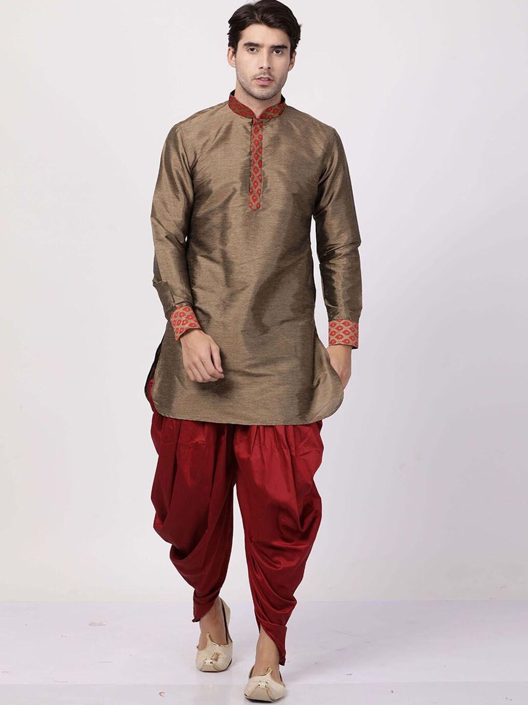 vm mandarin collar regular kurta with dhoti pants