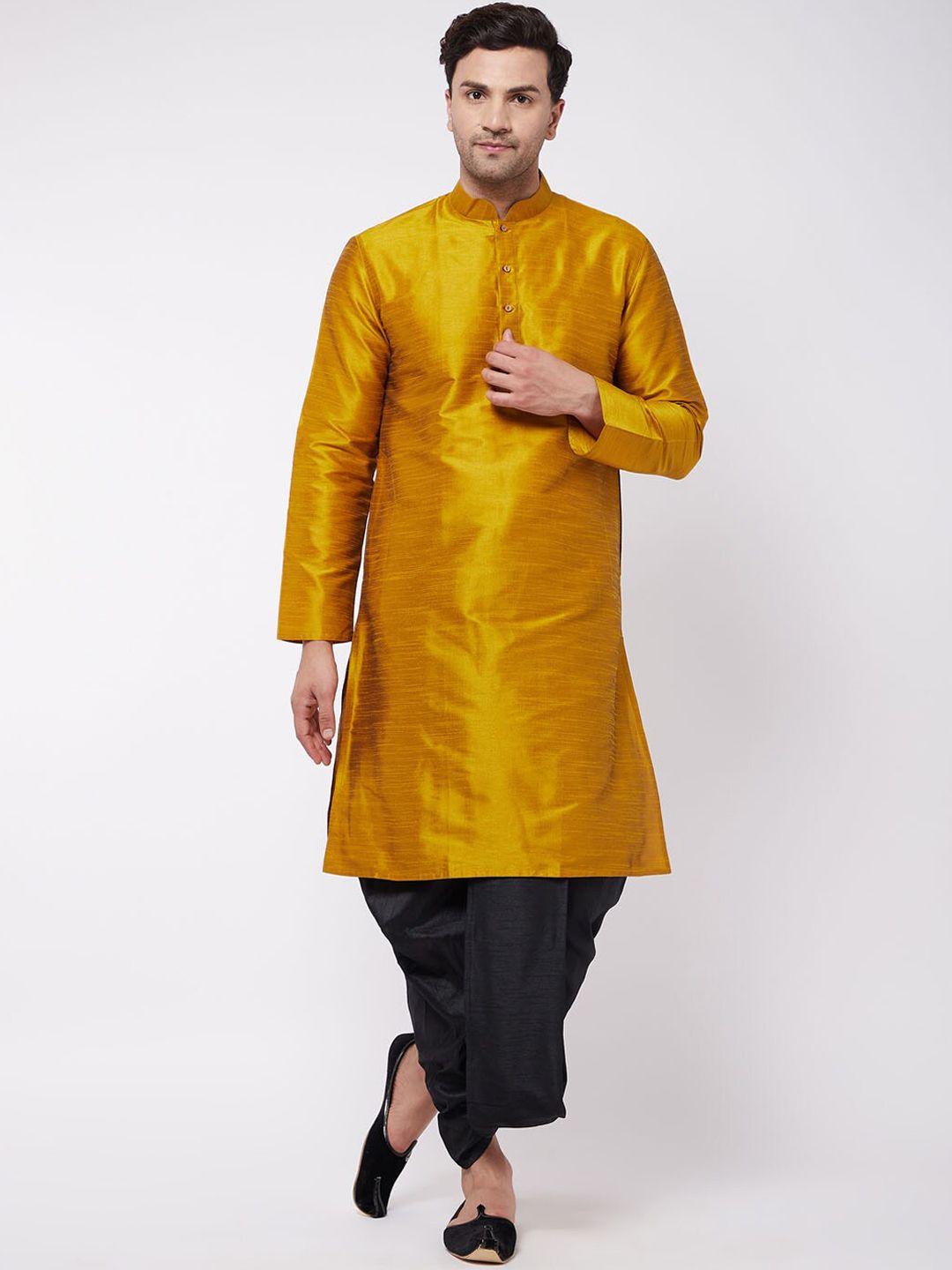 vm mandarin collar regular kurta with dhoti pants
