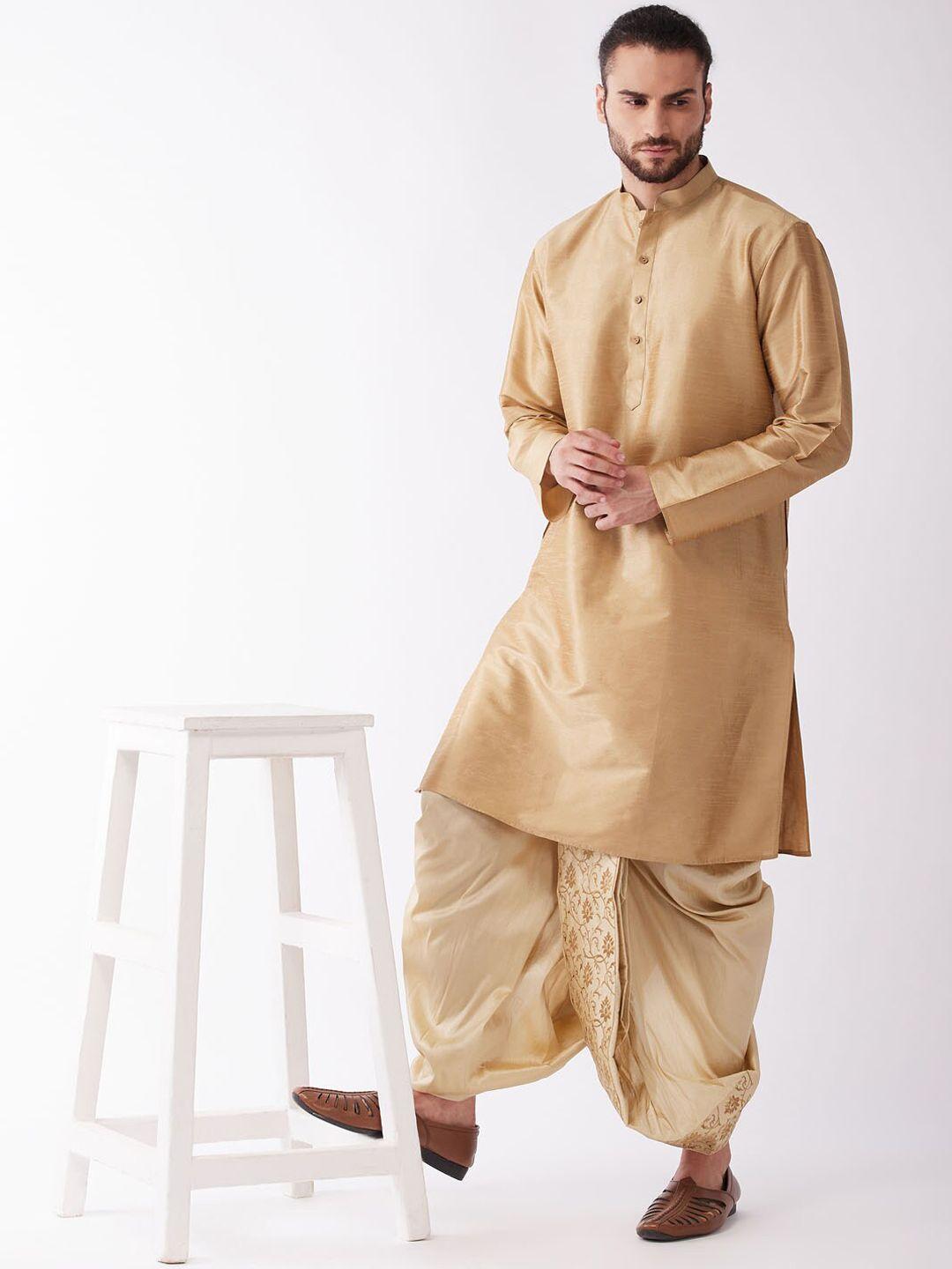 vm mandarin collar regular straight kurta with dhoti pants
