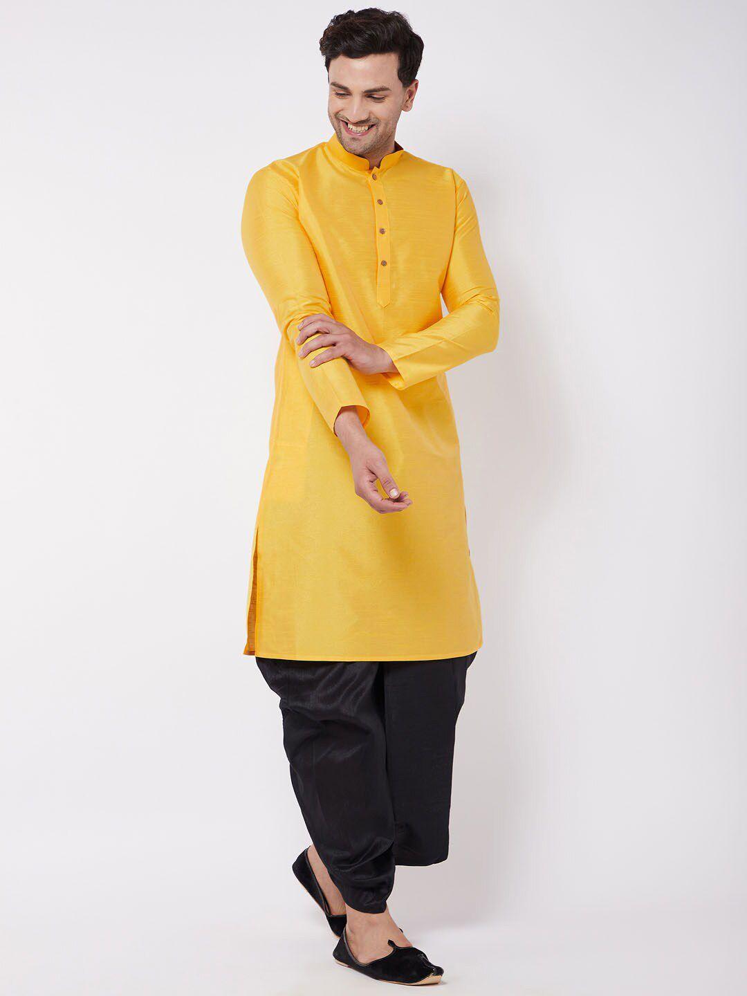 vm mandarin collar regular straight kurta with dhoti pants