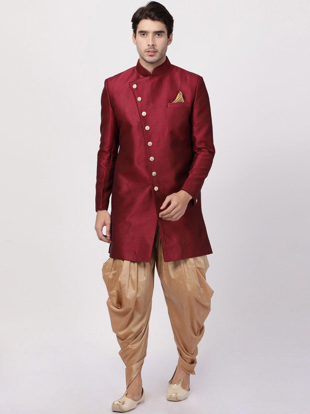 vm mandarin collar slim-fit sherwani set