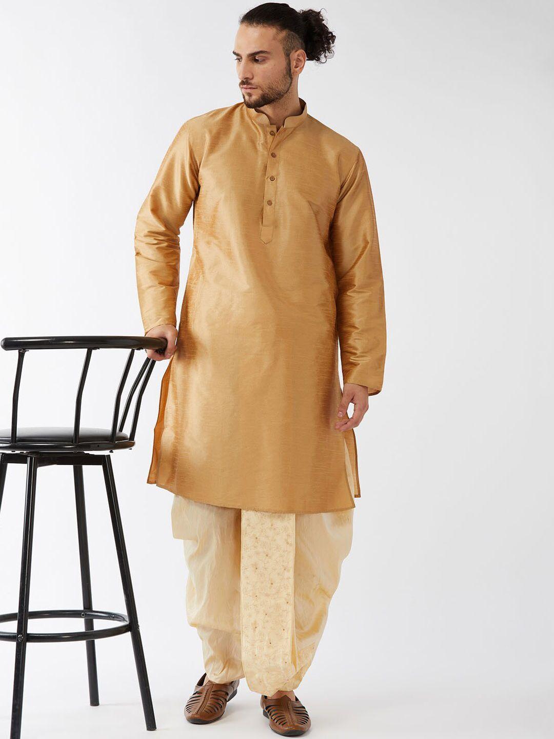 vm mandarin collar straight kurta with dhoti pants