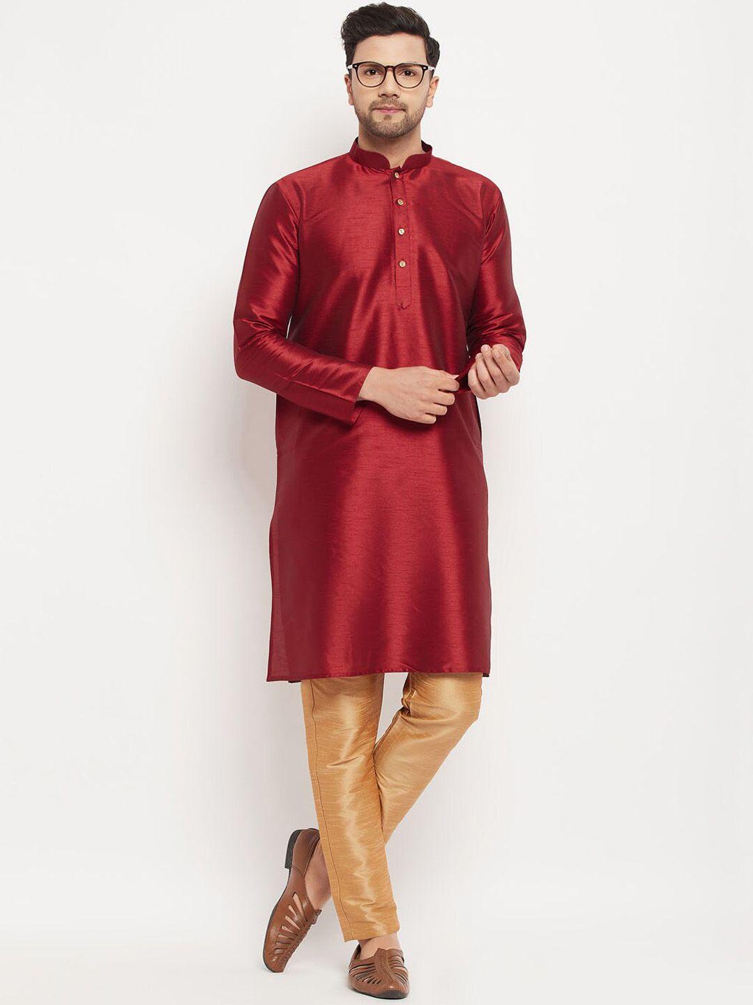 vm mandarin collar straight kurta with pyjamas