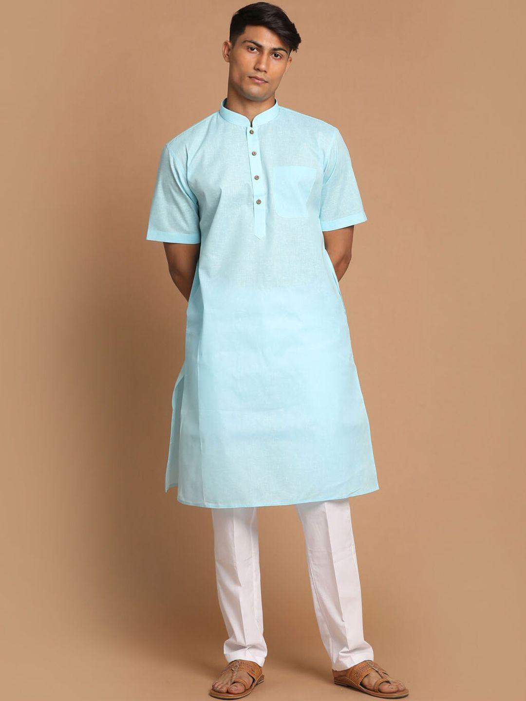 vm men blue regular kurta with pyjamas