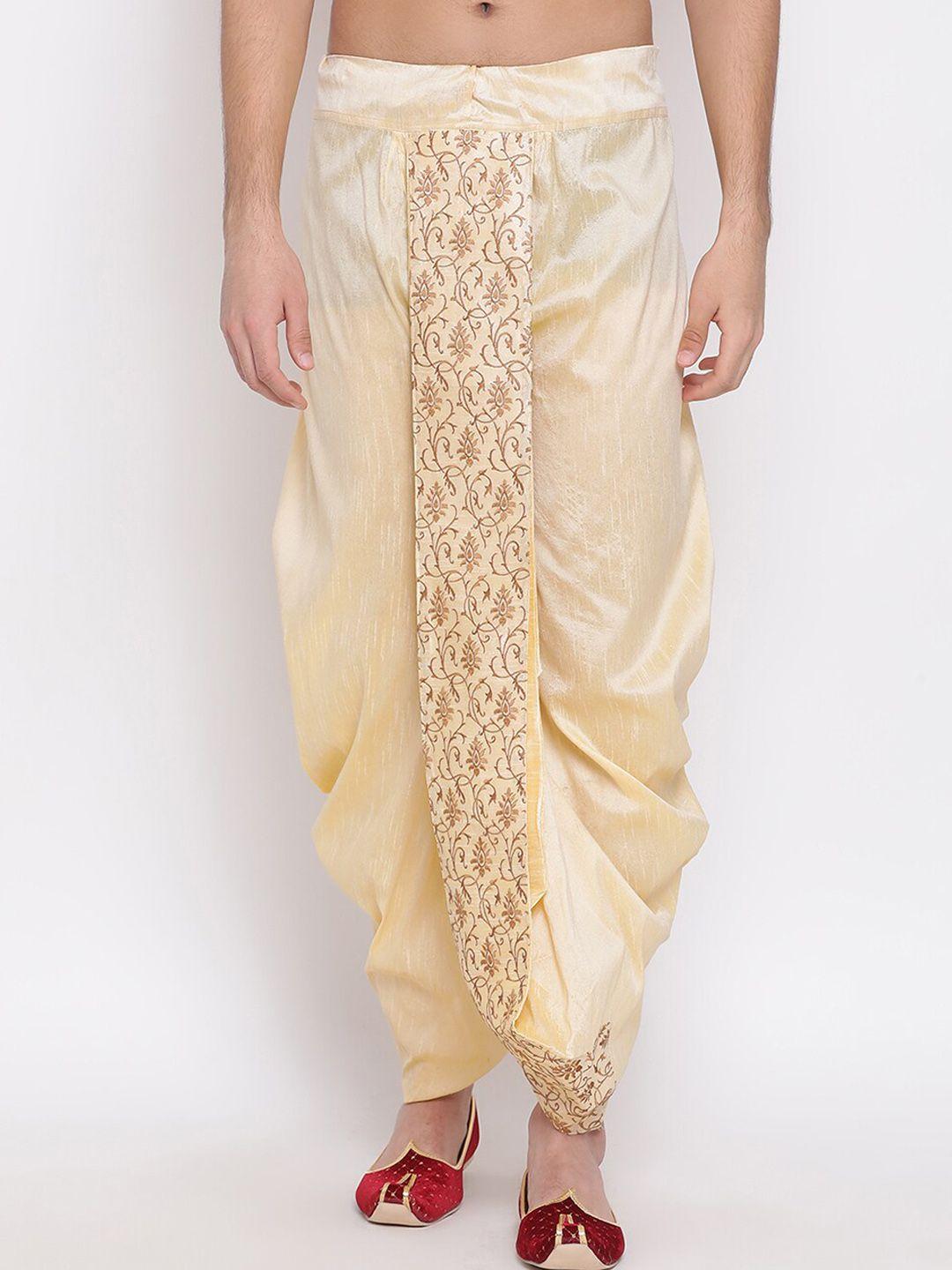 vm men embroidered mid-rise relaxed-fit cowl dhoti pants