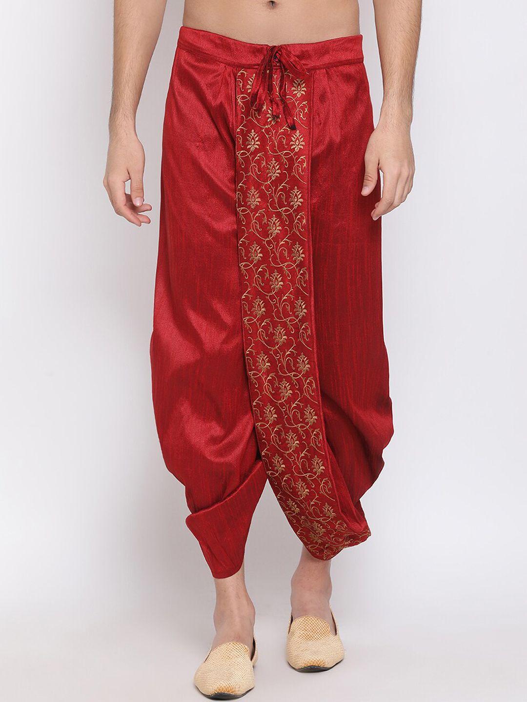 vm men embroidered mid-rise relaxed-fit cowl dhoti pants