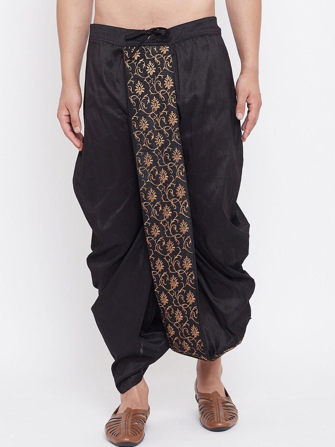 vm men embroidered mid-rise relaxed-fit cowl dhoti pants