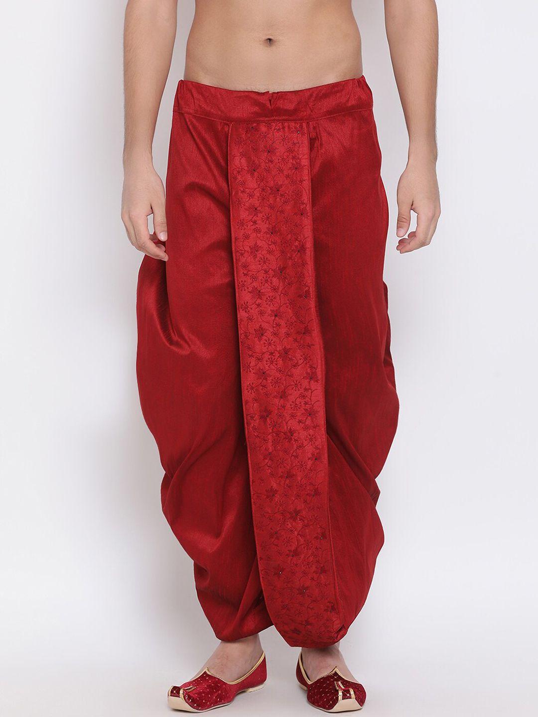 vm men embroidered mid-rise relaxed-fit cowl dhoti pants