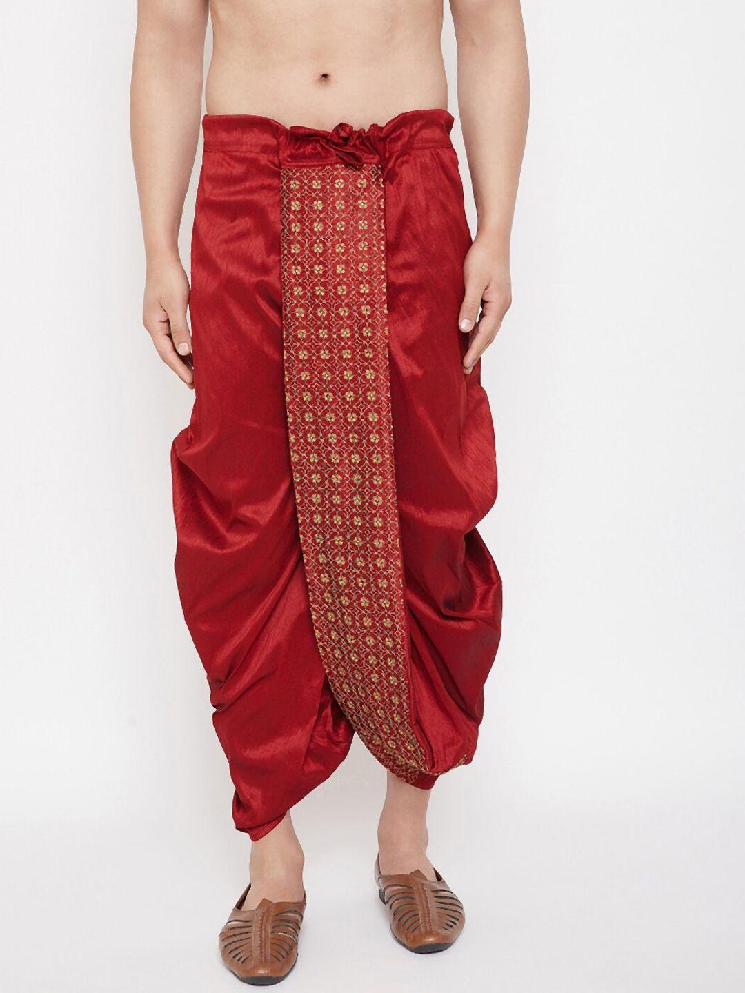 vm men embroidered mid-rise relaxed-fit cowl dhoti pants