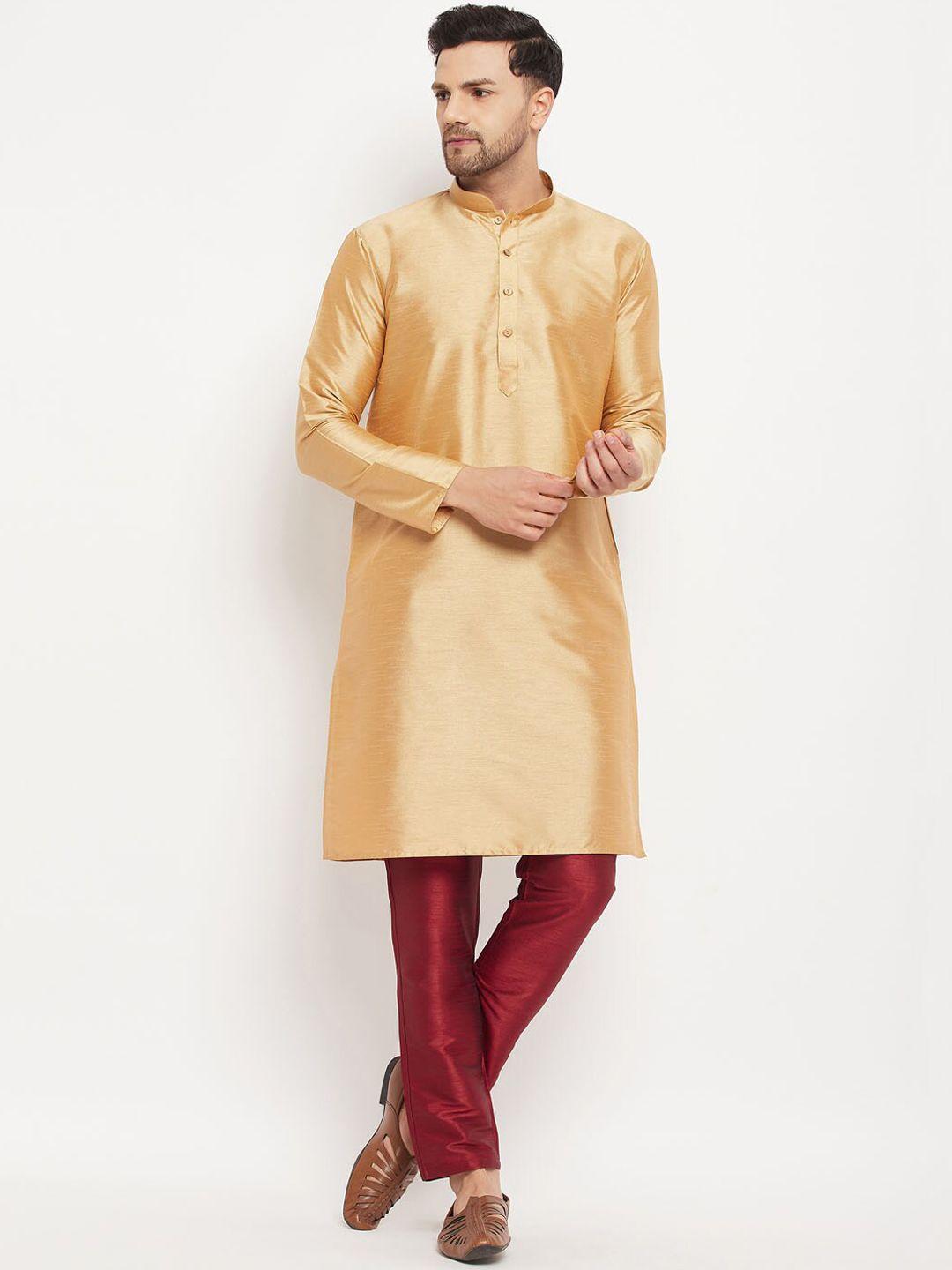 vm men gold-toned kurta with trousers