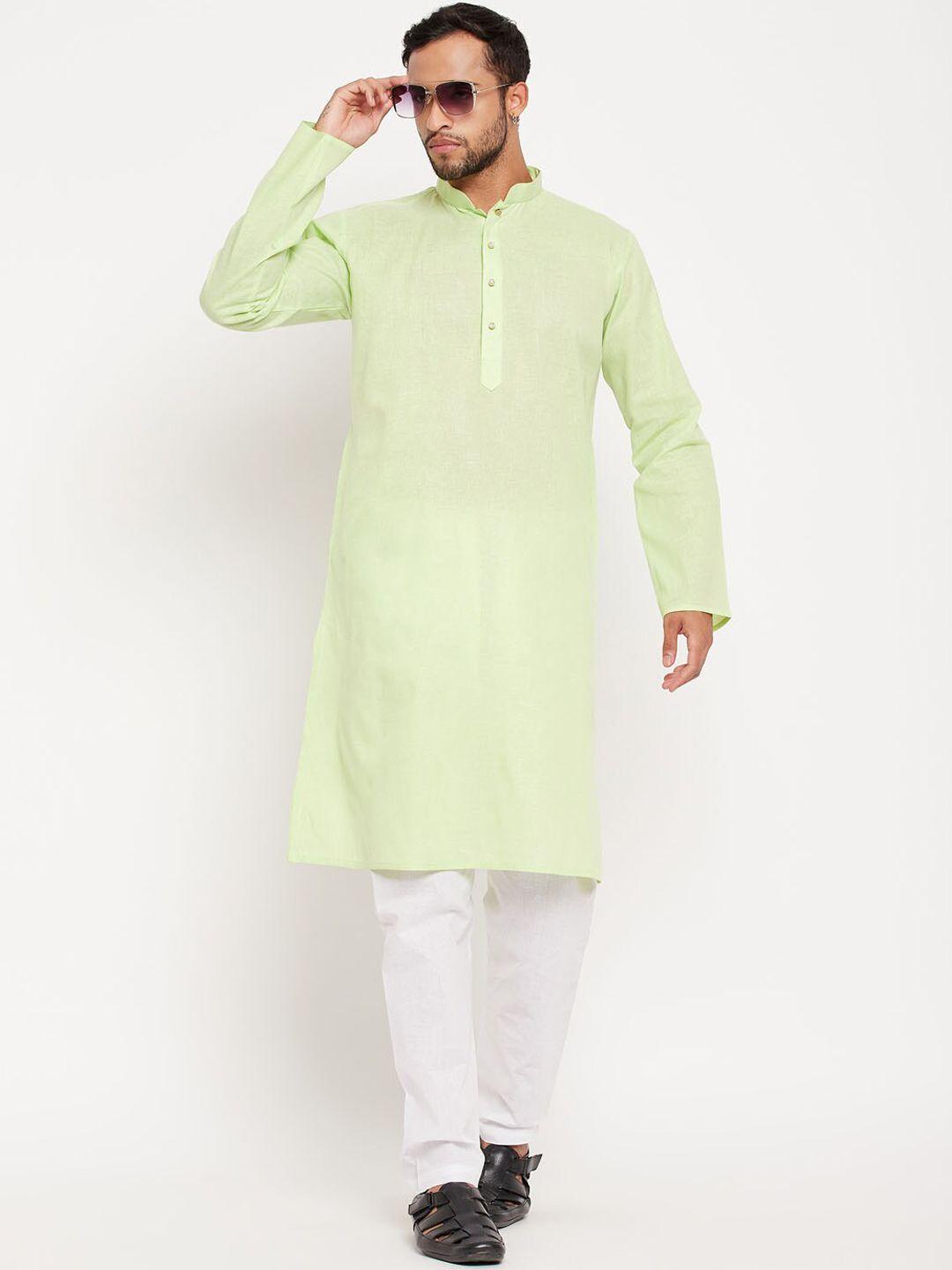 vm men green regular kurta with pyjamas