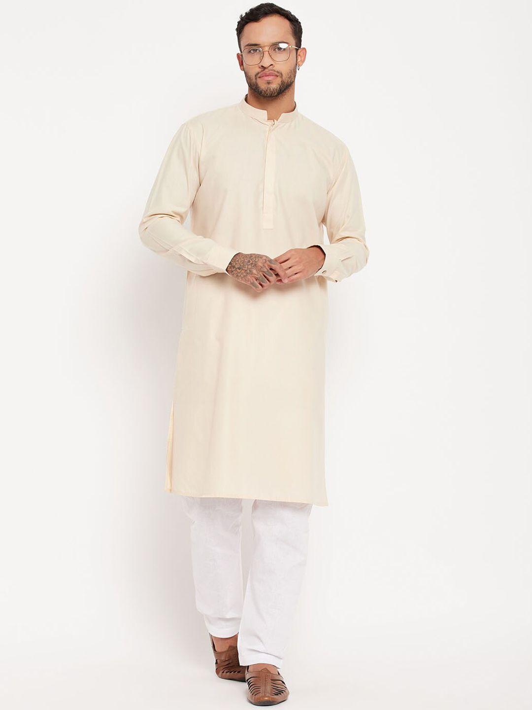 vm men mandarin collar straight kurta with pyjama