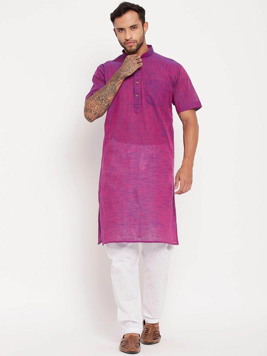 vm men purple regular pure cotton kurta with pyjamas