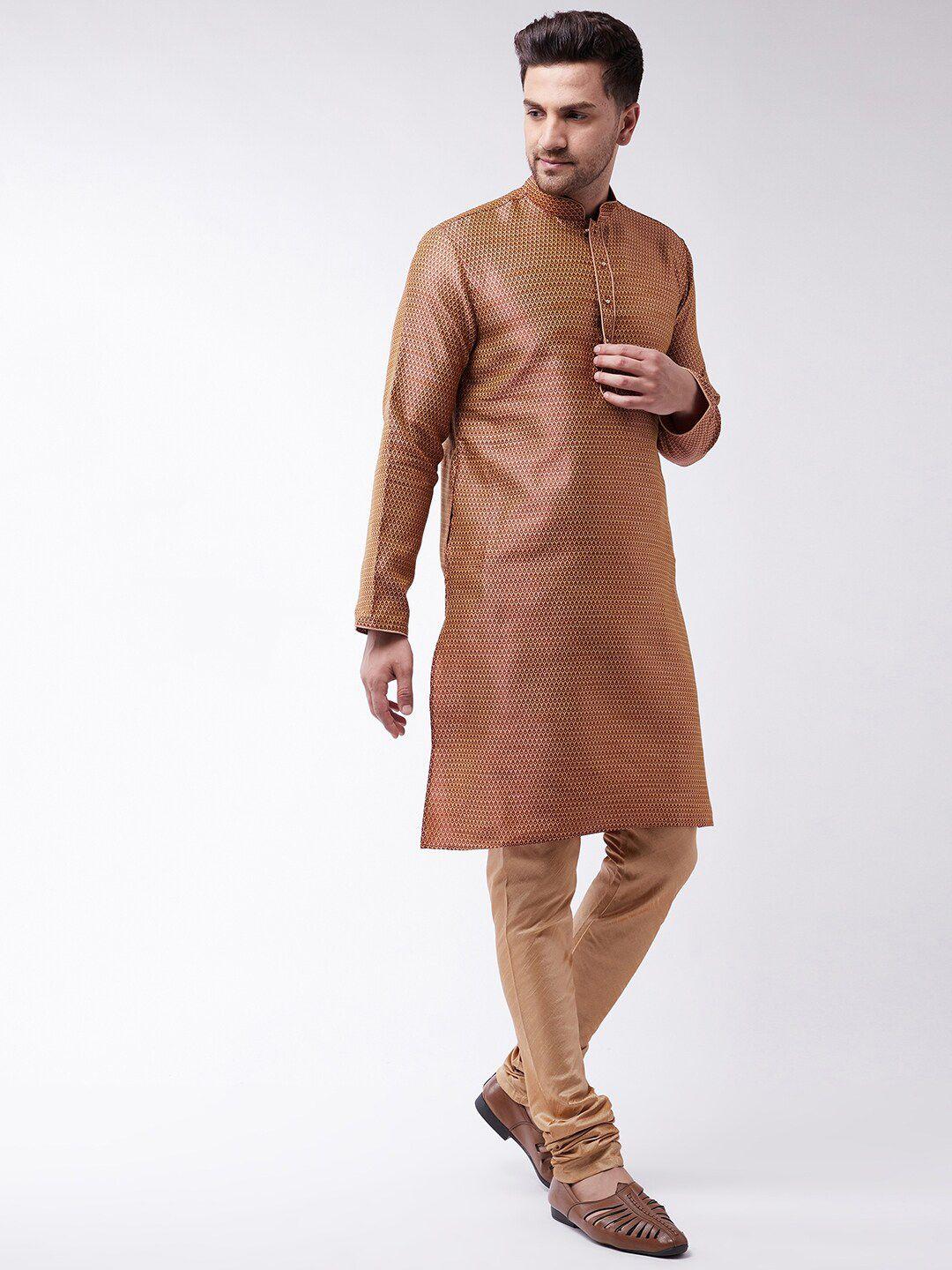 vm men self-design straight kurta with churidar