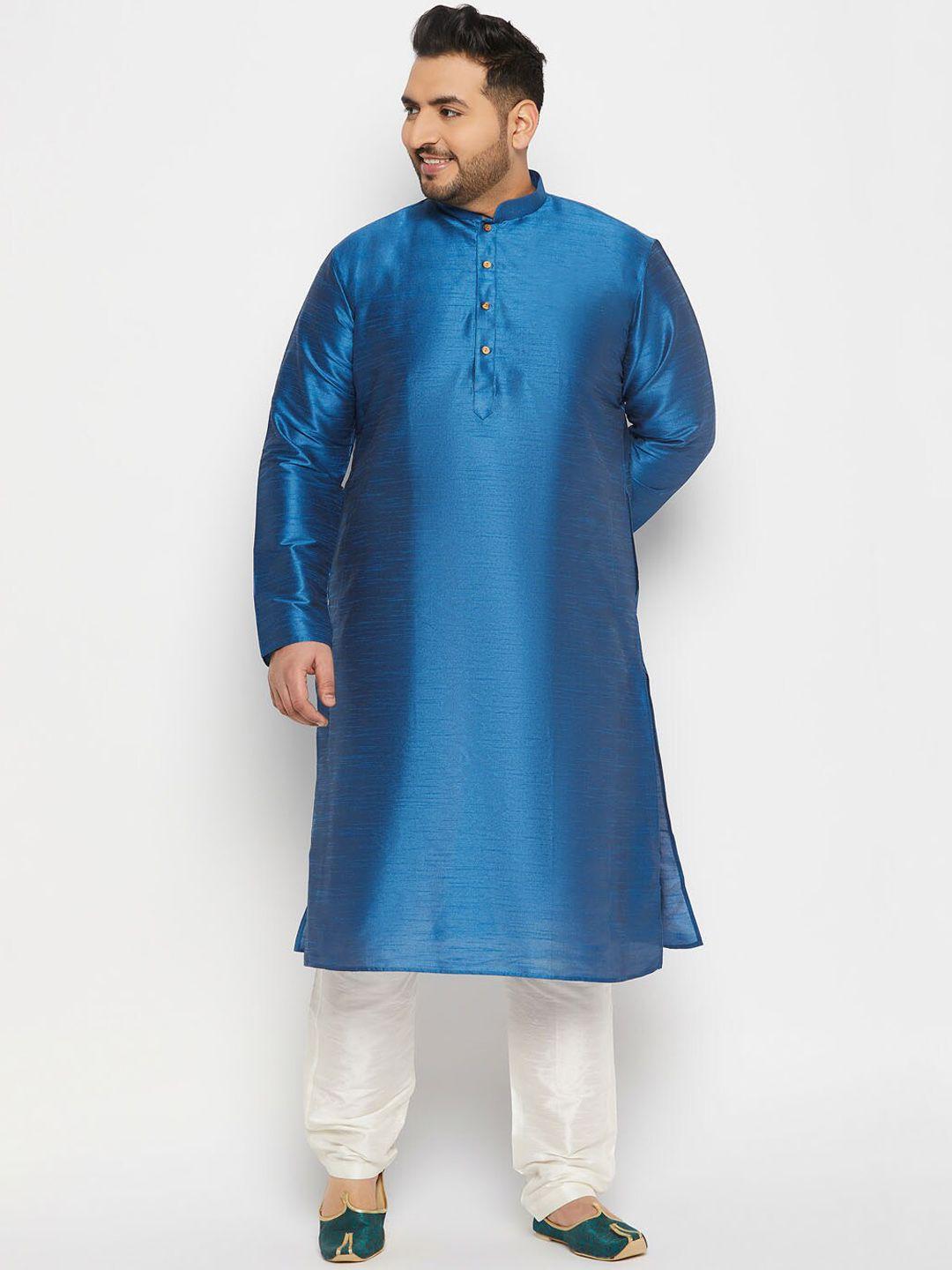 vm men turquoise blue regular kurta with pyjamas