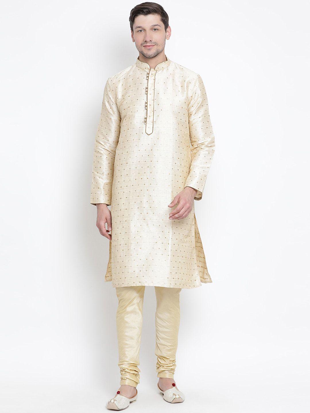 vm men woven-design straight kurta with churidar