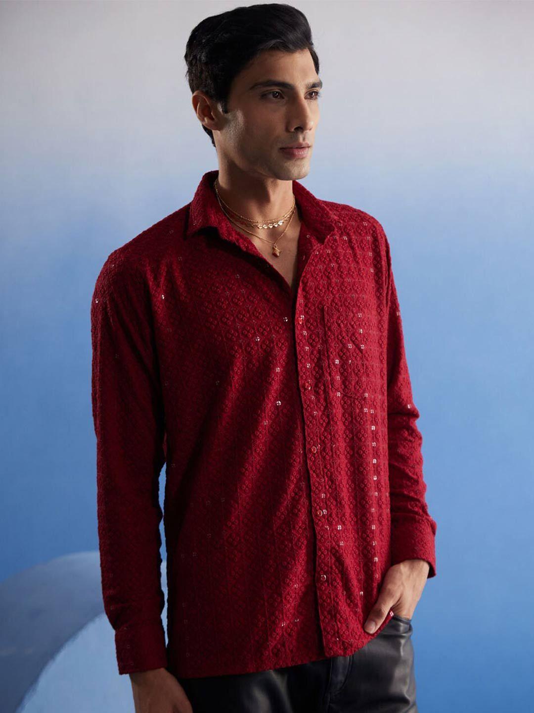 vm premium sequinned embellished ethnic shirt