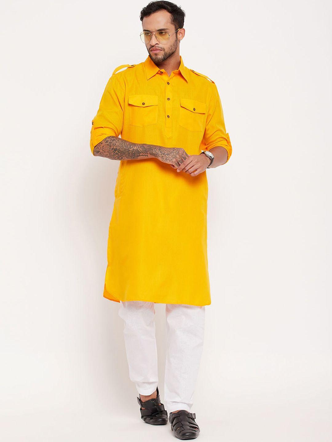 vm shirt collar regular kurta with pyjamas set