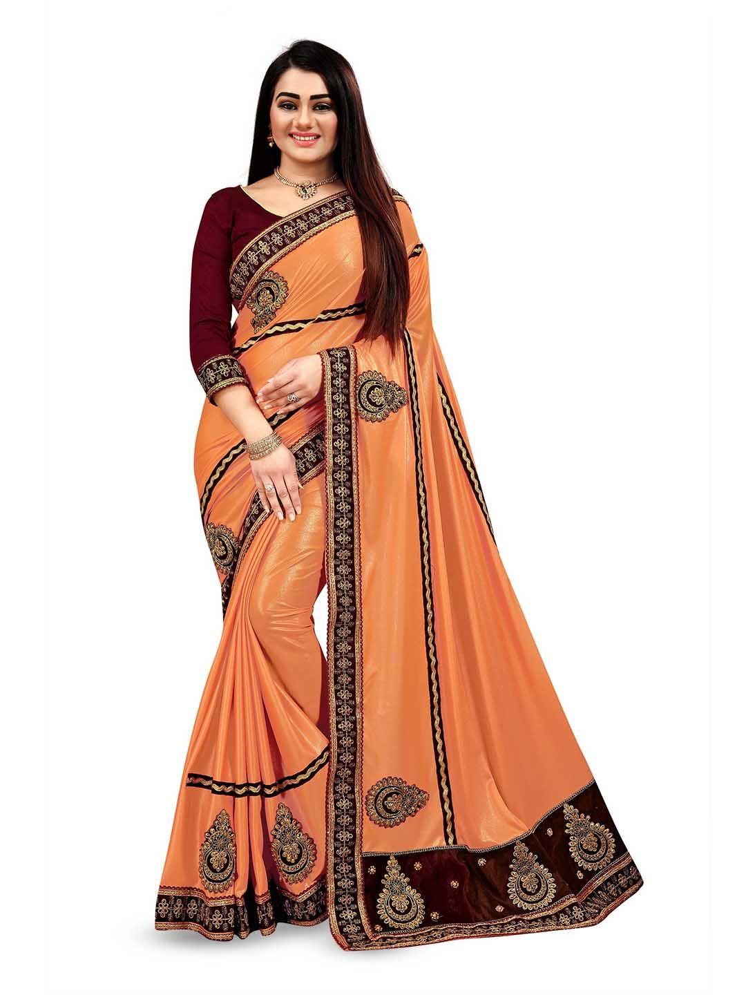 vm tejani embellished embroidered silk blend ready to wear saree