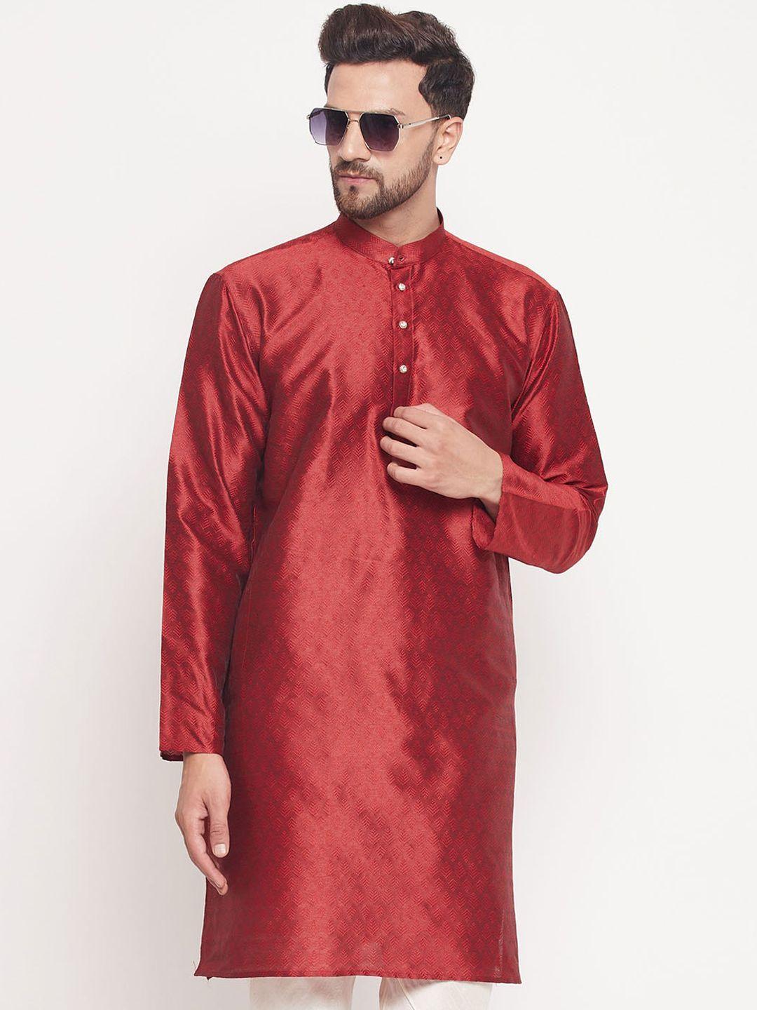 vm woven design mandarin collar jacquard kurta