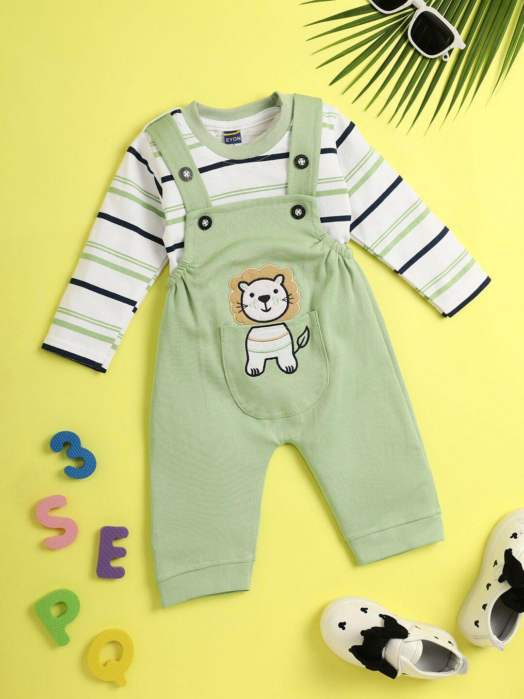 vmart infant printed pure cotton dungaree with t-shirt