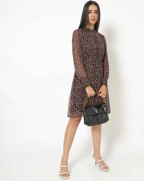 vmi micro print fit & flare dress