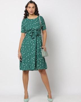 vmi renia-1 polka-dot print a-line dress