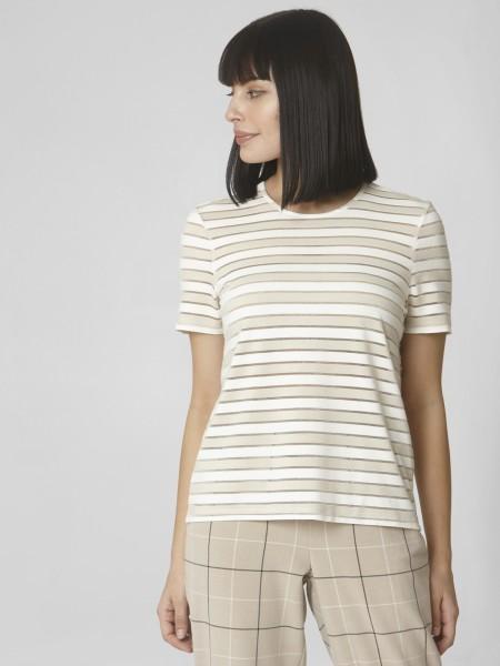 vmisolde ss t-shirt in women striped round neck viscose rayon beige t-shirt