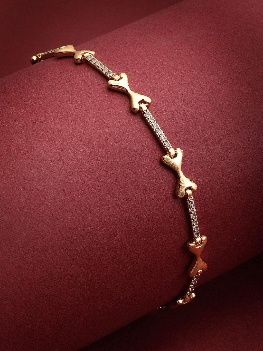 vogue panash gold-plated american diamond studded charm bracelet