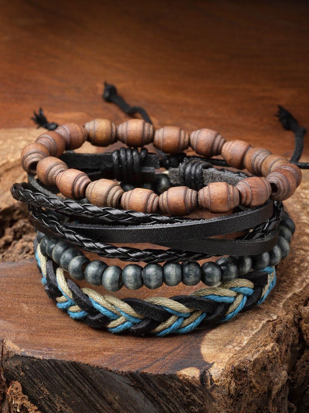 vogue panash set of 4 leather multistrand wraparound bracelet