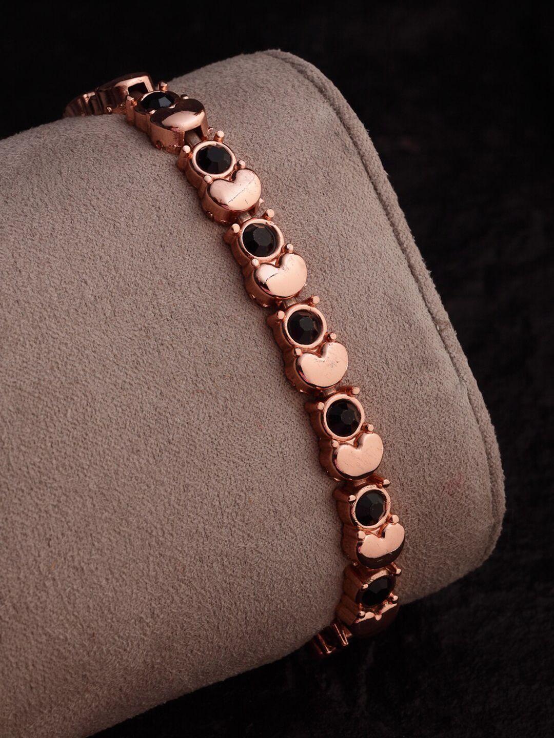 vogue panash women rose gold & black handcrafted stone-studded bracelet