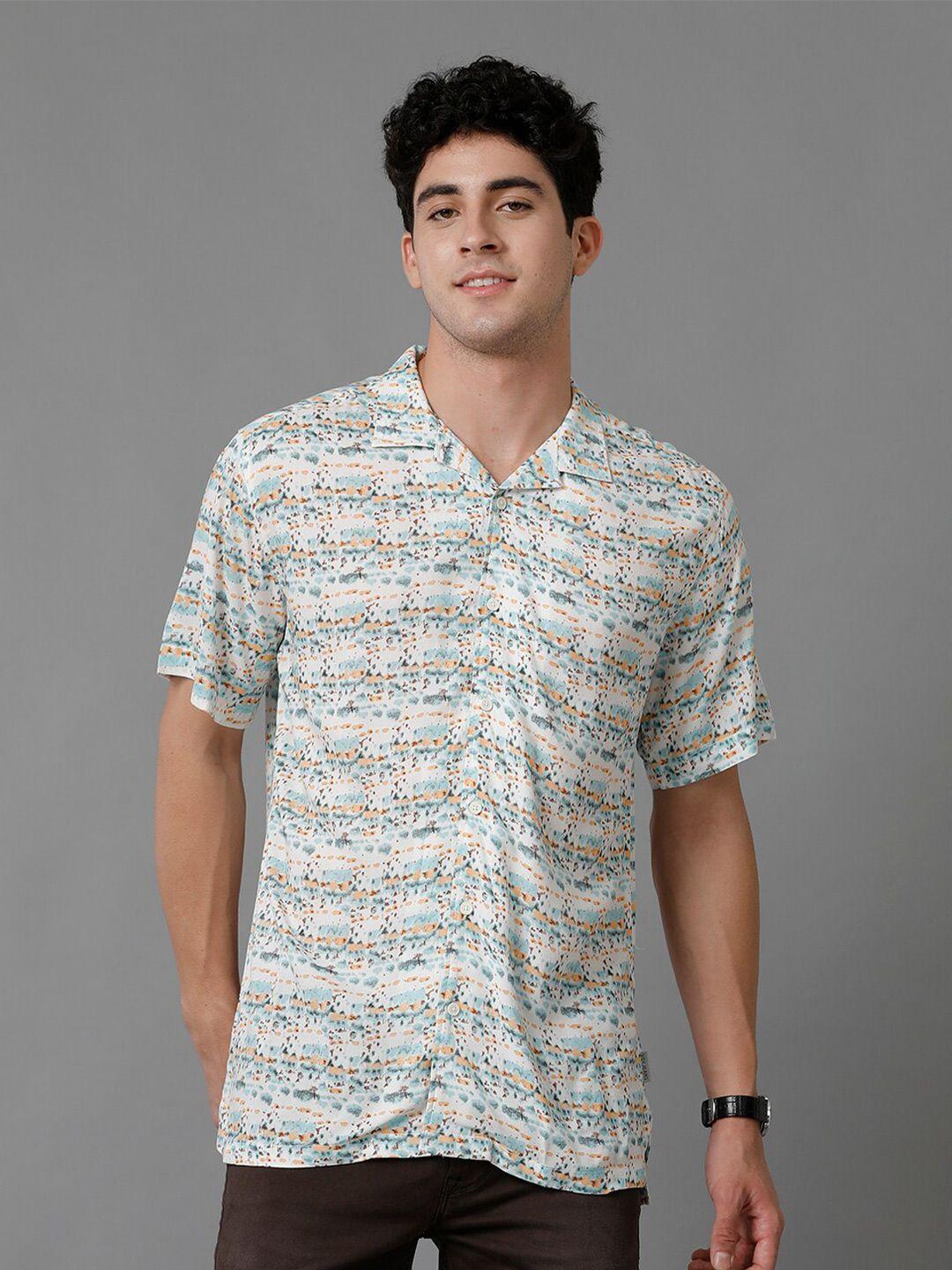 voi jeans abstract printed classic slim fit casual shirt