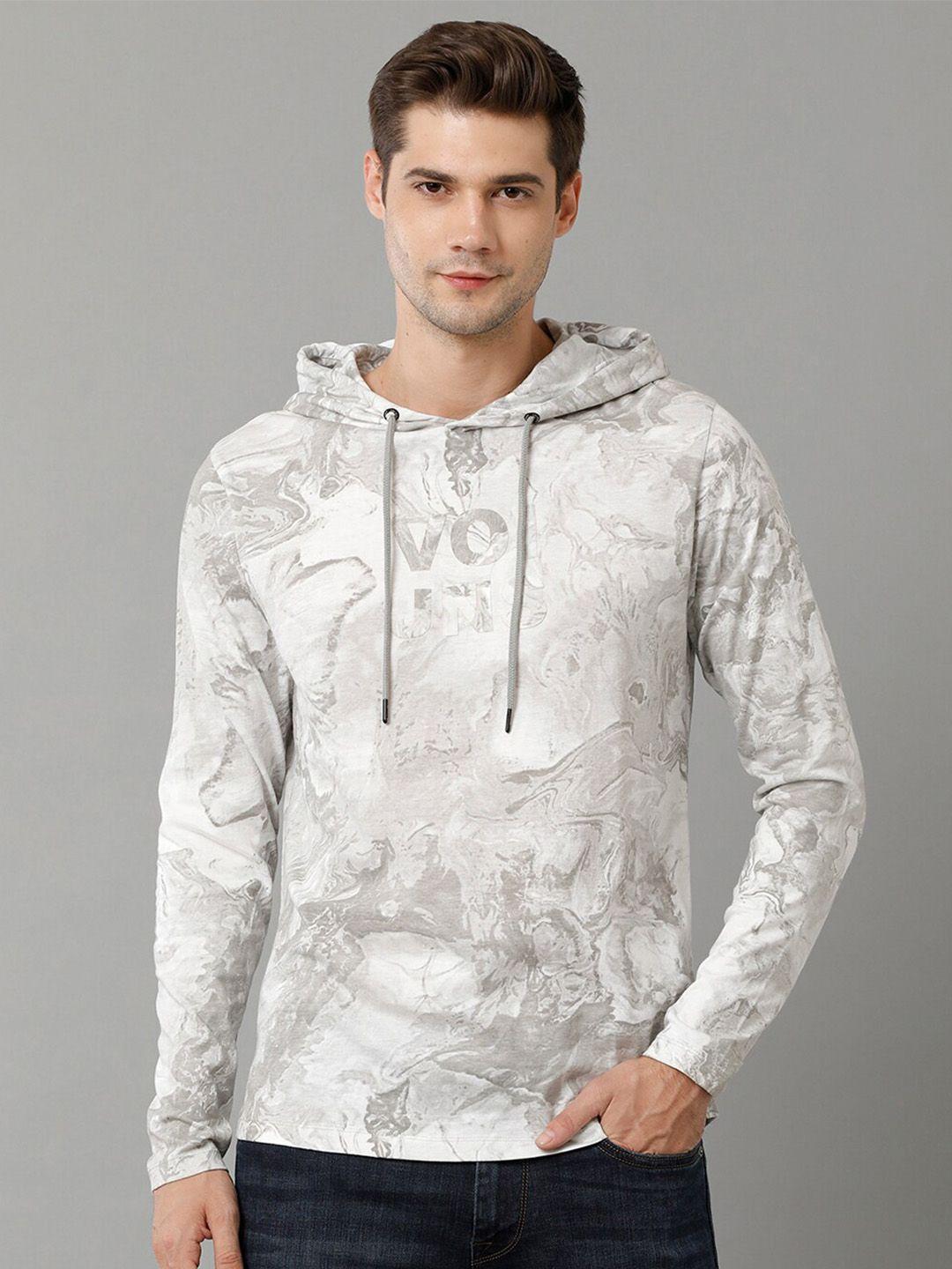 voi jeans abstract printed hooded cotton t-shirt