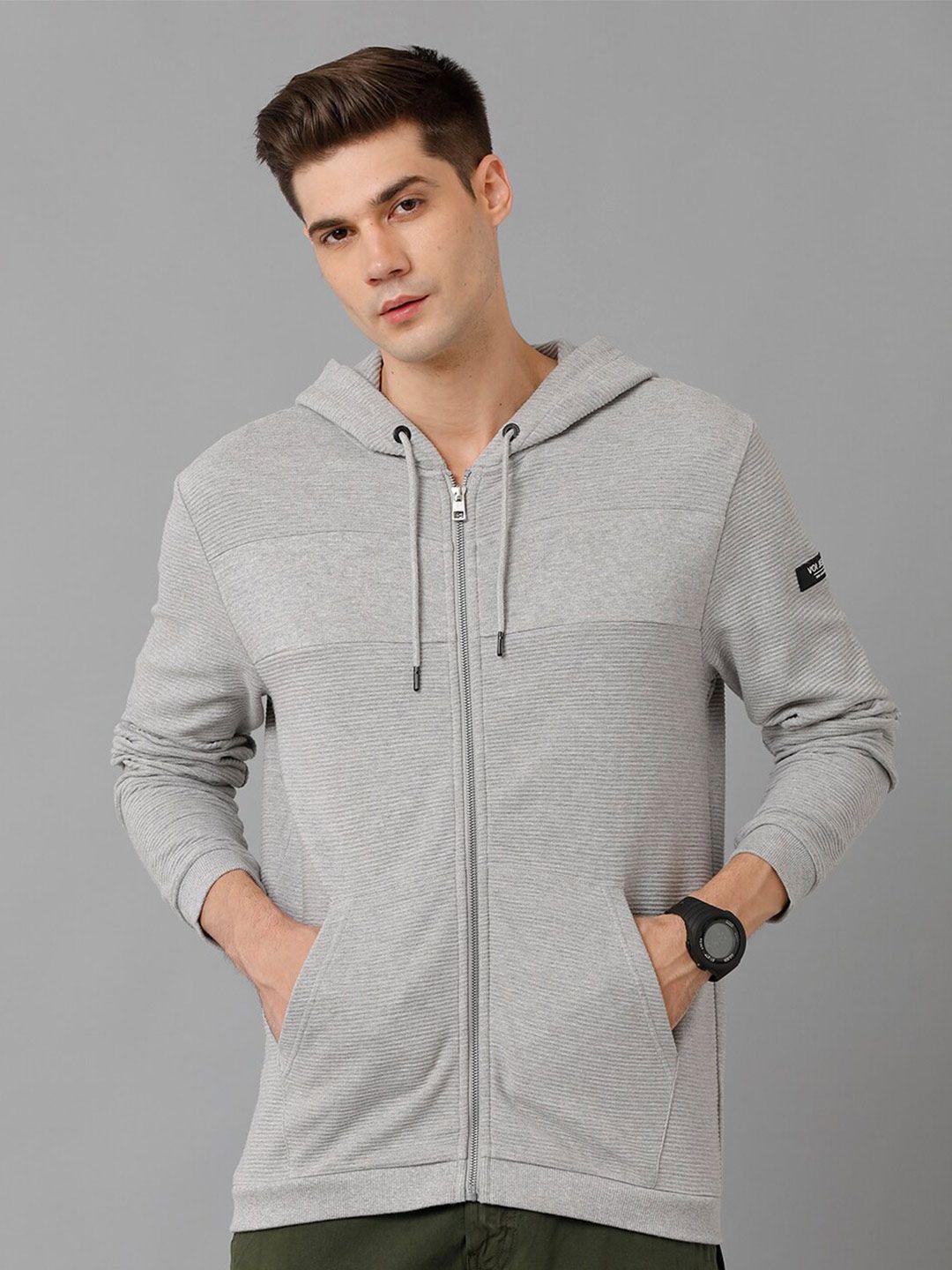 voi jeans hooded front-open pure cotton sweatshirt