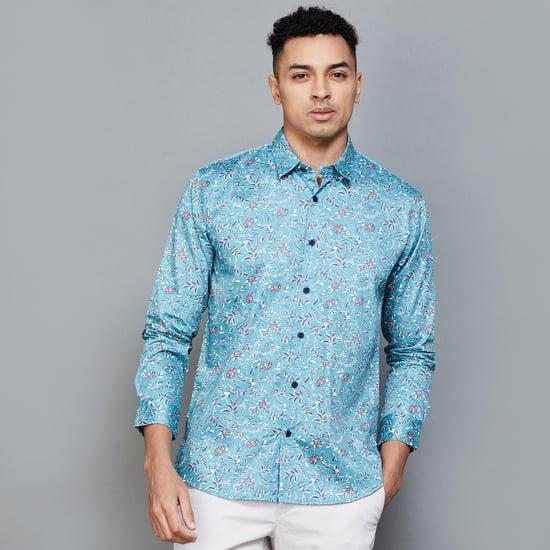 voi jeans men floral printed regular fit casual shirt