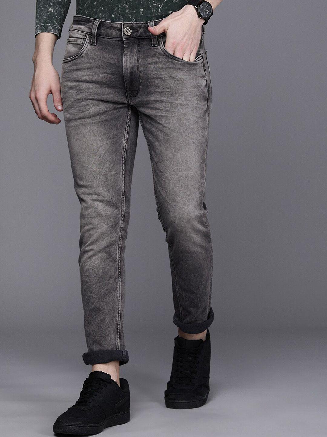voi jeans men grey skinny fit heavy fade stretchable jeans