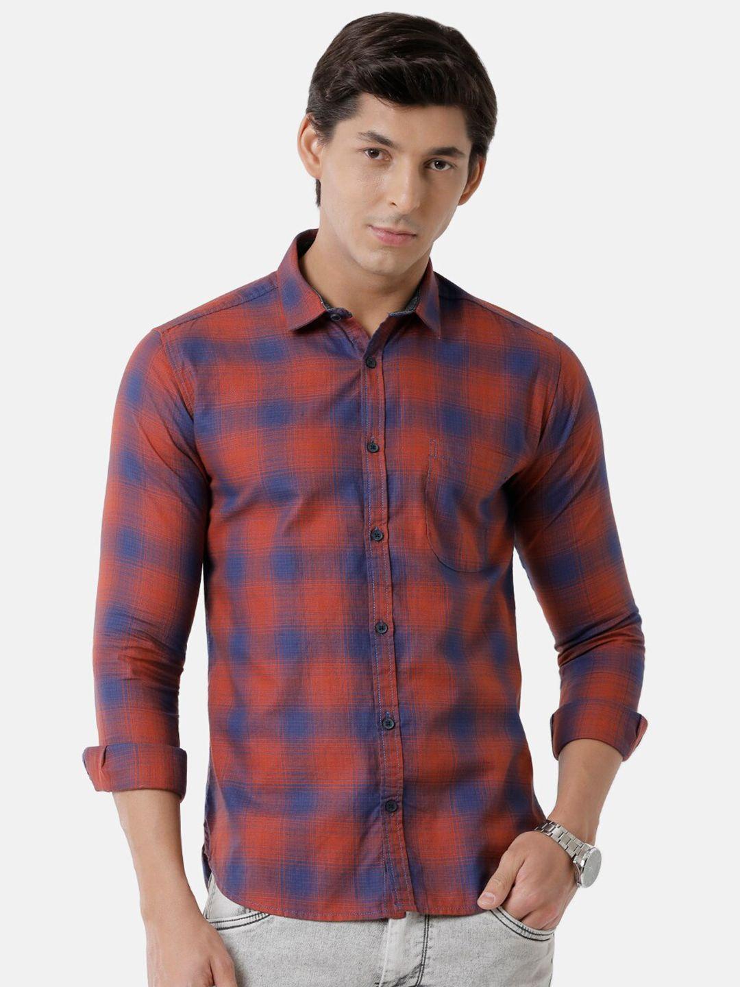 voi jeans men multicoloured classic slim fit checked casual shirt