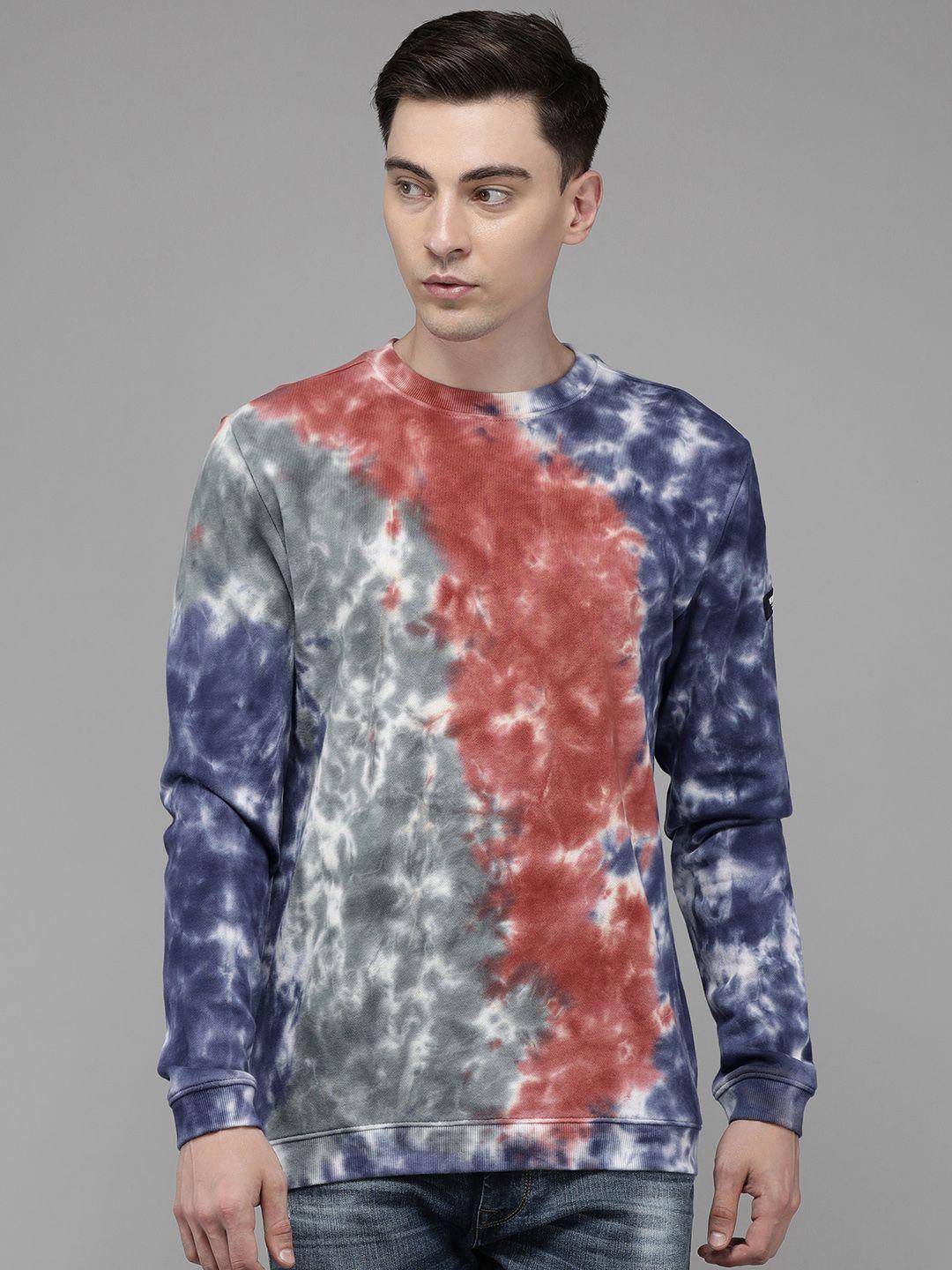 voi jeans men multicoloured tie & dye sweatshirt