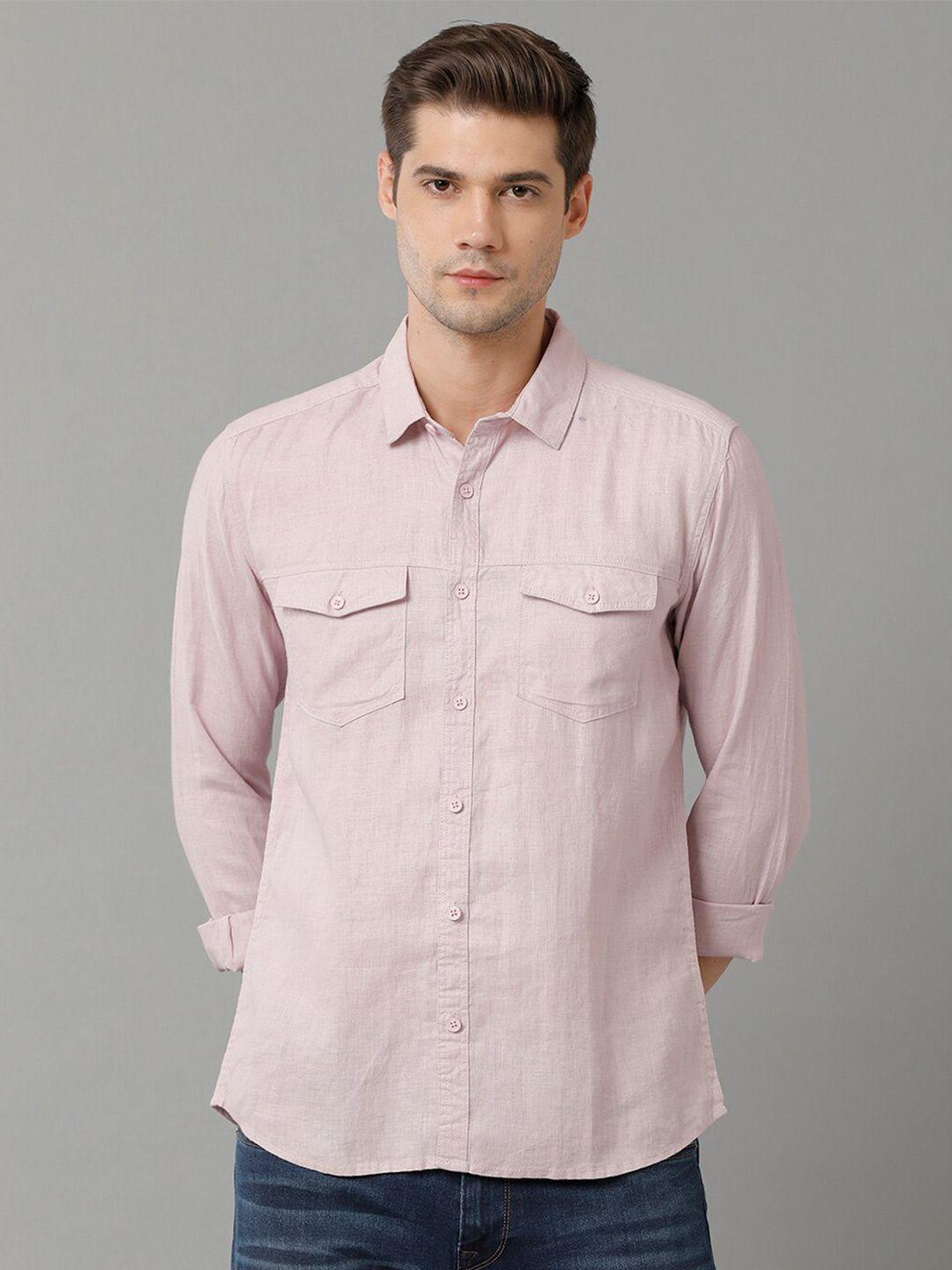 voi jeans men pink slim fit opaque casual shirt