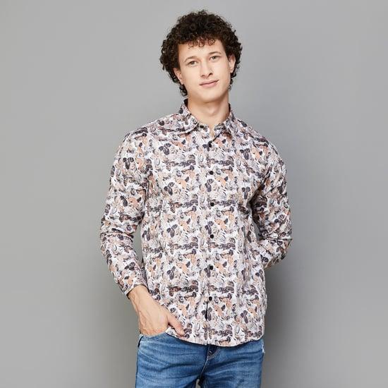 voi jeans men printed regular fit casual shirt