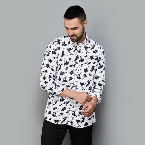 voi jeans men printed slim fit casual shirt