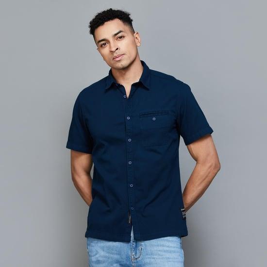 voi jeans men solid slim fit casual shirt