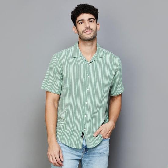 voi jeans men striped regular fit shirt