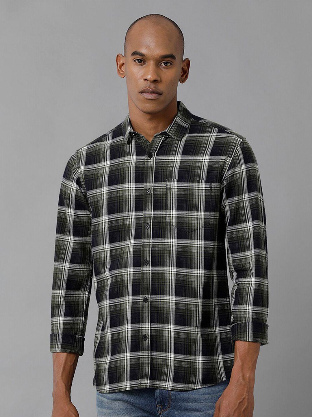 voi jeans slim fit tartan checks checked pure cotton casual shirt