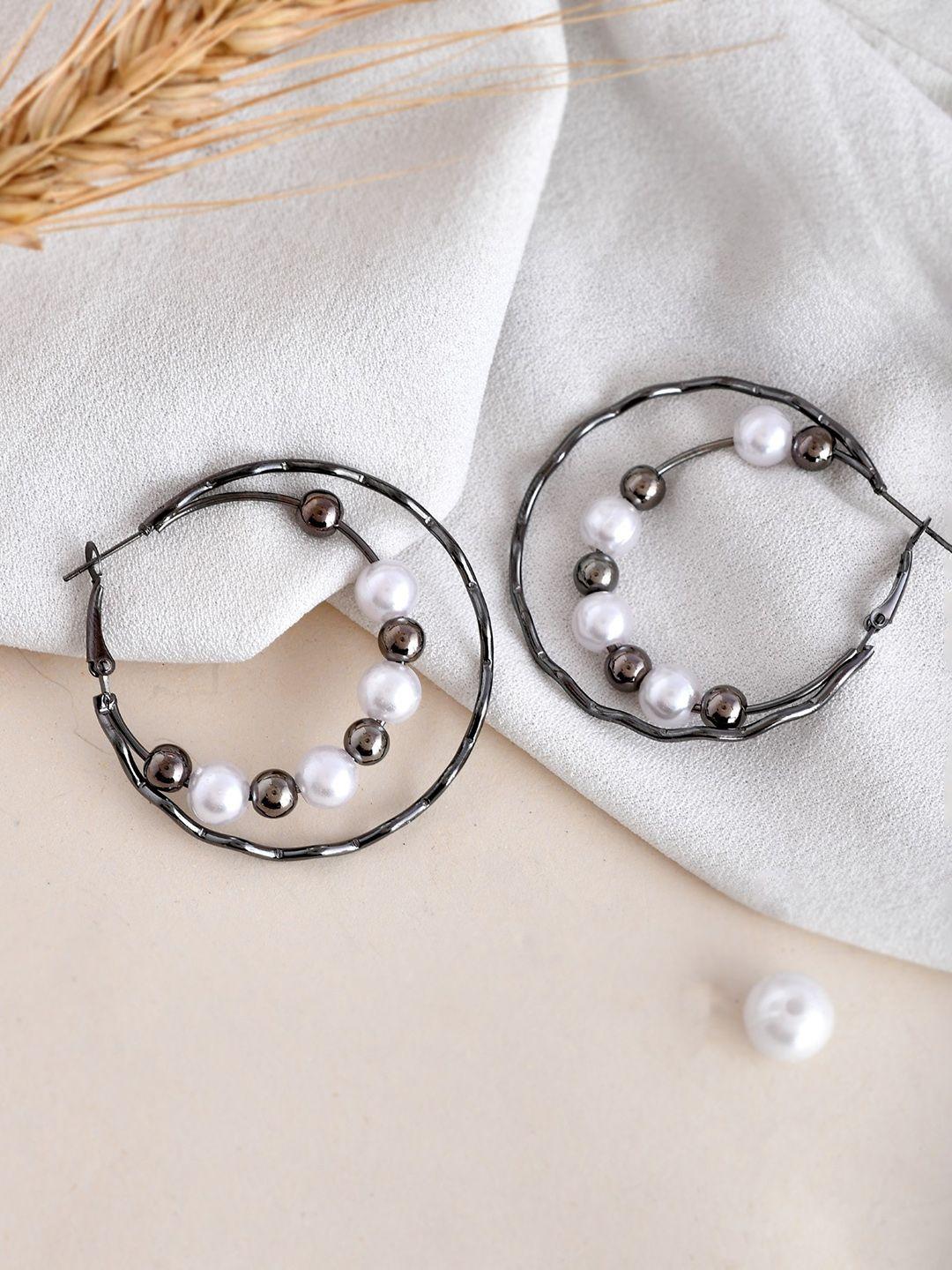 voj rhodium-plated contemporary hoop earrings