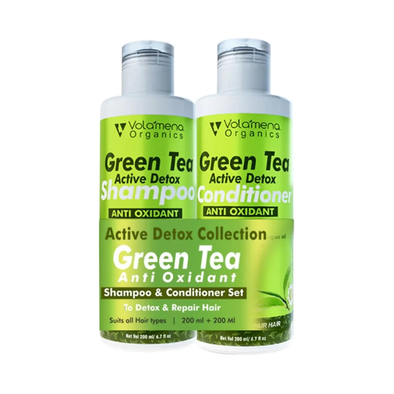 volamena green tea & bhringraj shampoo & conditioner combo (2pcs)