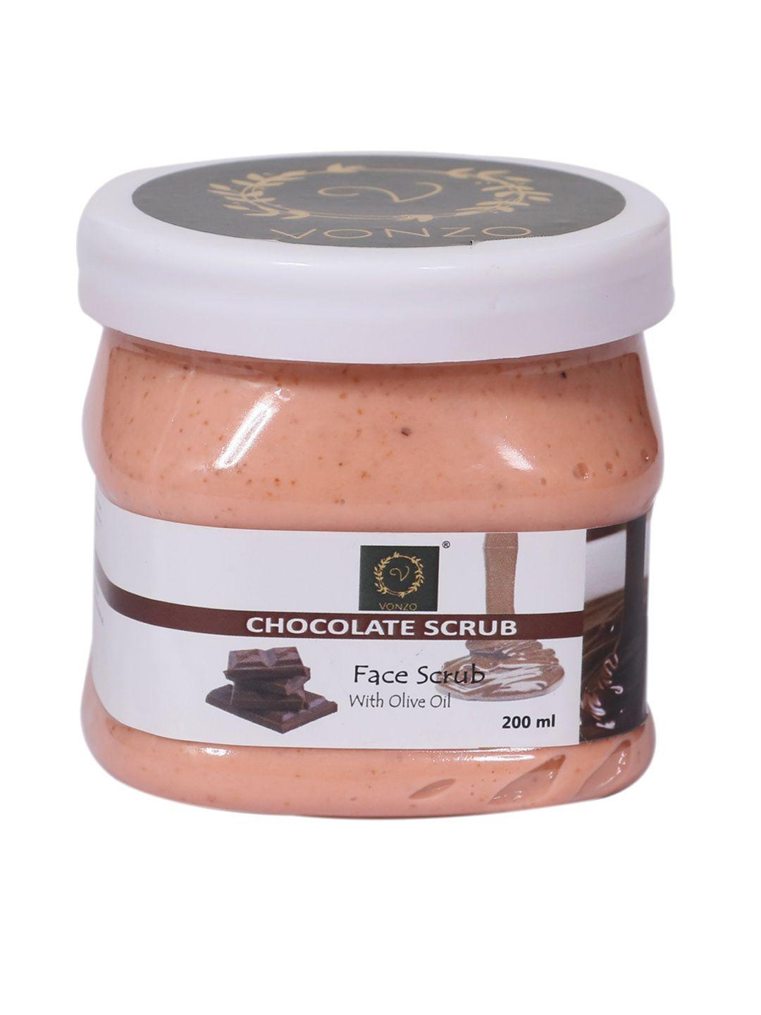 vonzo paraben free chocolate face scrub with olive oil for all skin types - 200 ml
