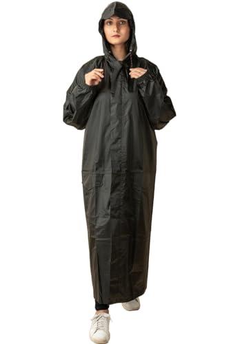 vordvigo women solid rain coat/overcoat with hoods and side pocket and waterproof raincoat, size-xxl (black)