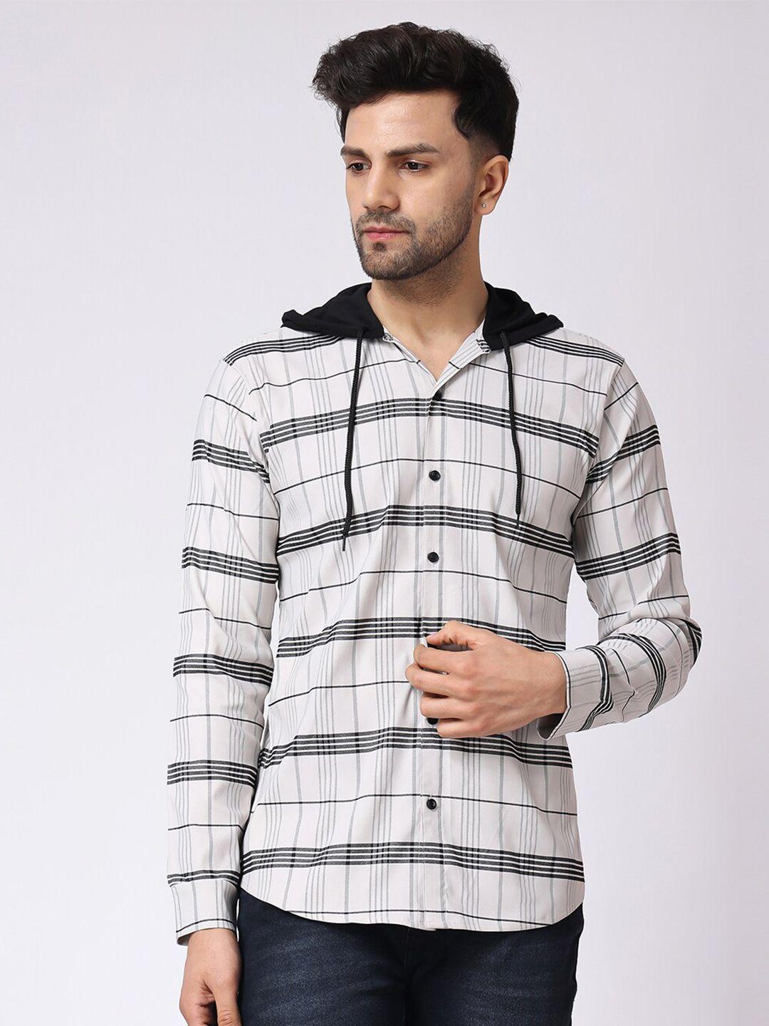 voroxy men silver-toned opaque checked casual shirt